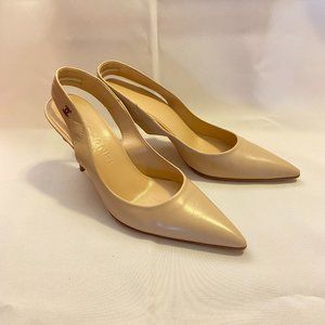 Vintage Beige Chanel Runway Sling Back Heels